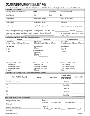 Group Supplemental Products Enrollment Form