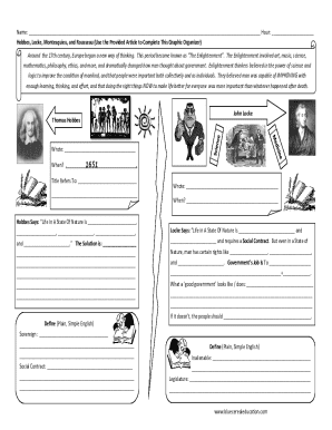 Enlightenment Thinkers Graphic Organizer