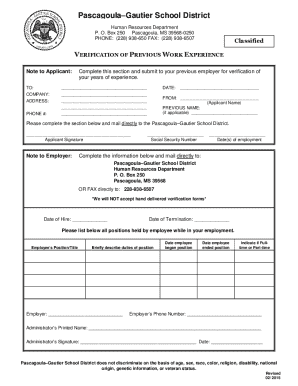 Verification of Previous Work Experience