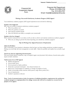 Financial Aid Suspension Appeal Form