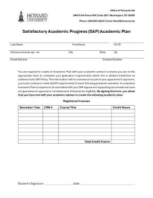 Satisfactory Academic Progress Academic Plan
