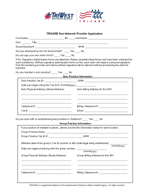 TRICARE Non-Network Provider Application