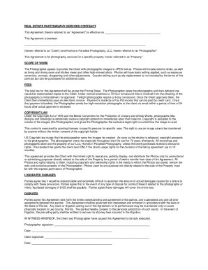 Real Estate Photography Services Contract