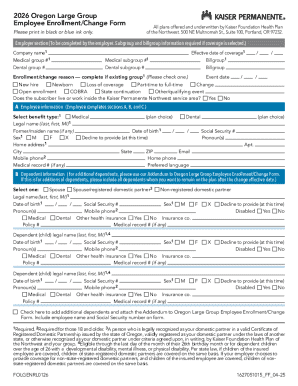 Oregon Large Group Employee Enrollment Form