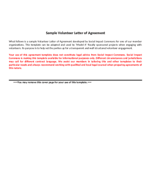 Volunteer Letter of Agreement