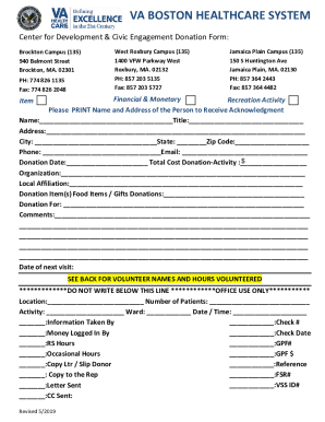 VA Boston Healthcare System Donation Form