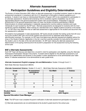 Alternate Assessment Participation Guidelines