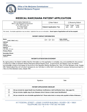 Delaware Medical Marijuana Patient Application