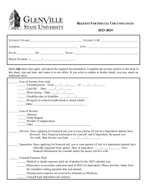Request for Special Circumstances Form