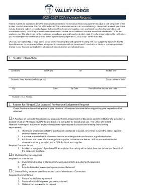 2026-2027 COA Increase Request Form