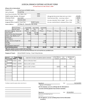 Judicial Branch Travel Expense Account Form