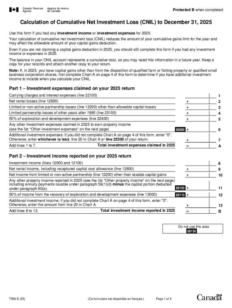 Canada Cumulative Net Investment Loss Form T936 Preview on Page 1