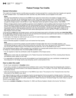 Canadian Federal Foreign Tax Credit Form