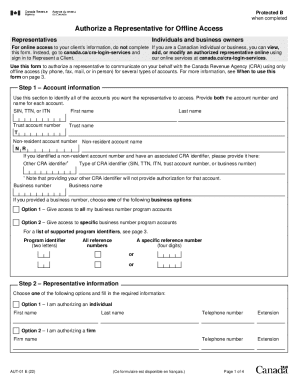 Canada Revenue Agency Representative Authorization Form