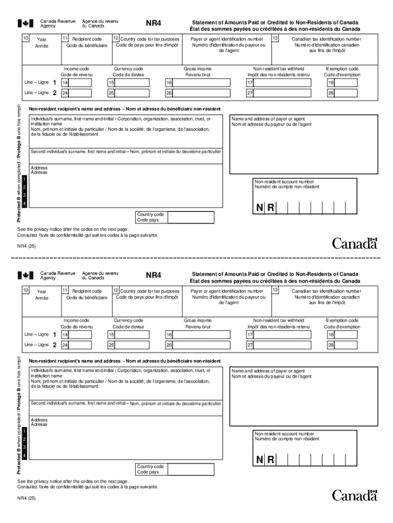 NR4 Statement of Amounts Paid to Non-Residents of Canada Preview on Page 1