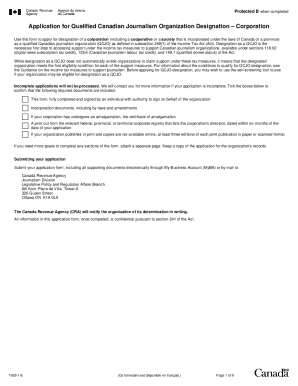 Application for Qualified Canadian Journalism Organization Designation