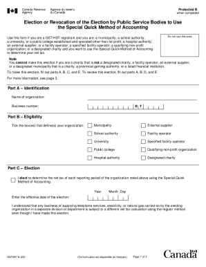 GST287 Election Form for Special Quick Method of Accounting