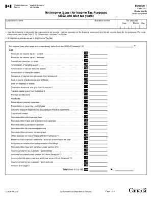Schedule 1 Net Income for Tax Purposes