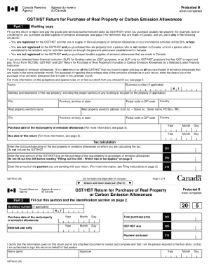 GST/HST Return for Purchase of Real Property or Carbon Emission Allowances