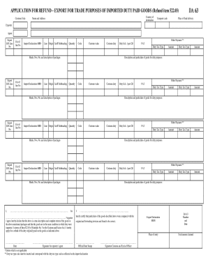 Application for Refund - Export for Trade Purposes
