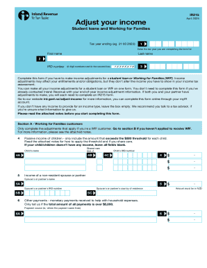 IR215 Adjust Your Income Form