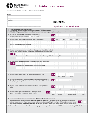 New Zealand Individual Tax Return IR3 2024