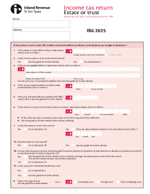 New Zealand Estate or Trust Income Tax Return