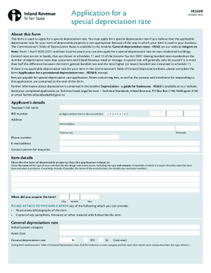 Application for Special Depreciation Rate