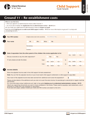 Ground 11 Re-establishment Costs Form