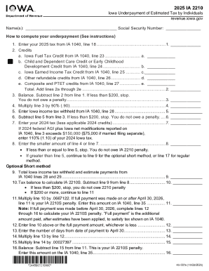 Iowa Underpayment of Estimated Tax by Individuals