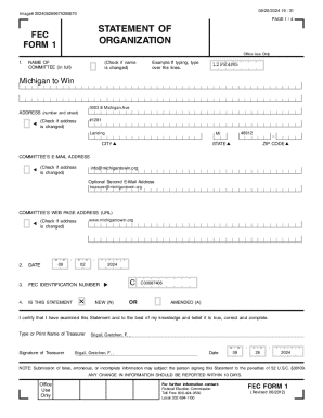 FEC Form 1 Organization Statement