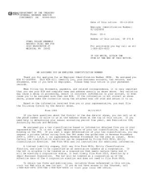 IRS Form SS-4 Notice