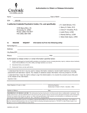 Authorization to Obtain or Release Information