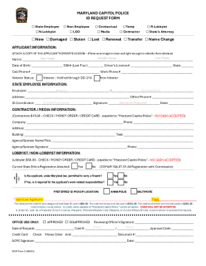 Maryland Capitol Police ID Request Form
