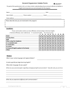 Accent Expansion Intake Form