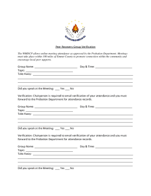 Peer Recovery Group Verification Form