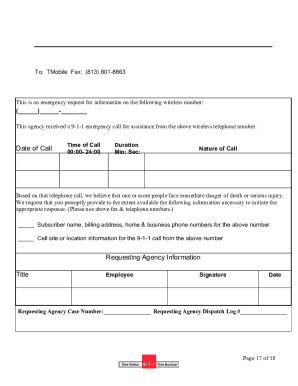 Emergency 911 Wireless Number Information Request