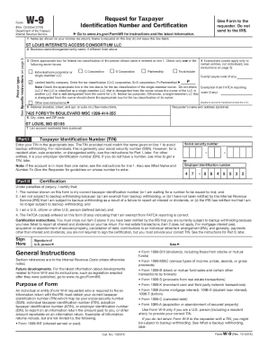IRS Form W-9 Taxpayer Identification and Certification