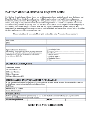 Patient Medical Records Request Form