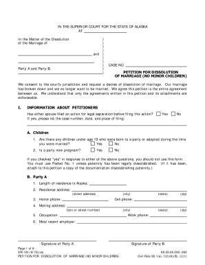 Alaska Divorce Petition Form