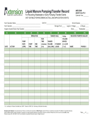 Alabama Liquid Manure Pumping Transfer Record