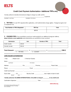 Credit Card Payment Authorization Form