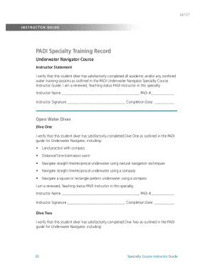 PADI Underwater Navigator Specialty Course Instructor Guide