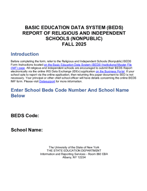 BEDS Report of Religious and Independent Schools