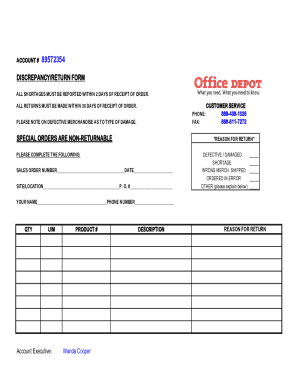 Discrepancy Return Form