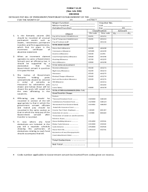 Pakistan Government Pay Bill Form T.R.22