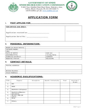 Sindh Higher Education Commission Application Form