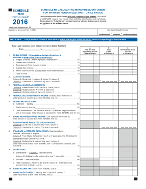 Maine Nonresident Credit Schedule NRH