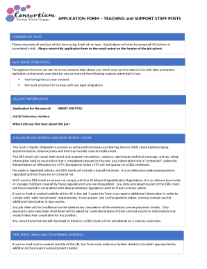 Consortium Trust Teaching and Support Staff Application Form