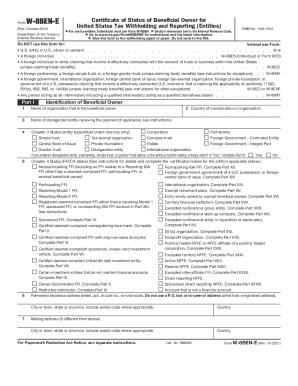 Form W-8BEN-E Certificate of Status of Beneficial Owner